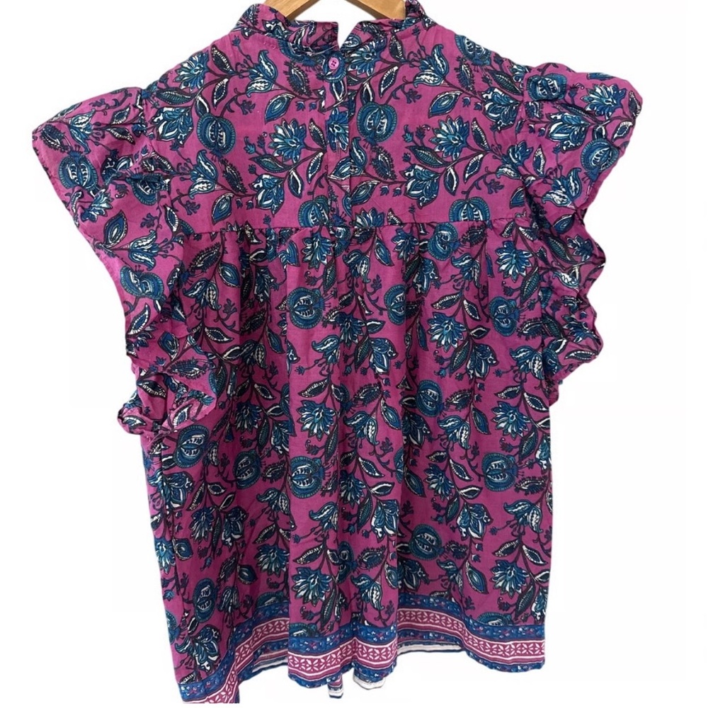 Jennifer & Grace Boho Pink & Blue Flutter Sleeve Cotton